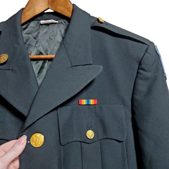 VNTG Maryland Manufacturing Co Mens Army Blazer Size 41 Short Dacron Wool Blend - Picture 2 of 14